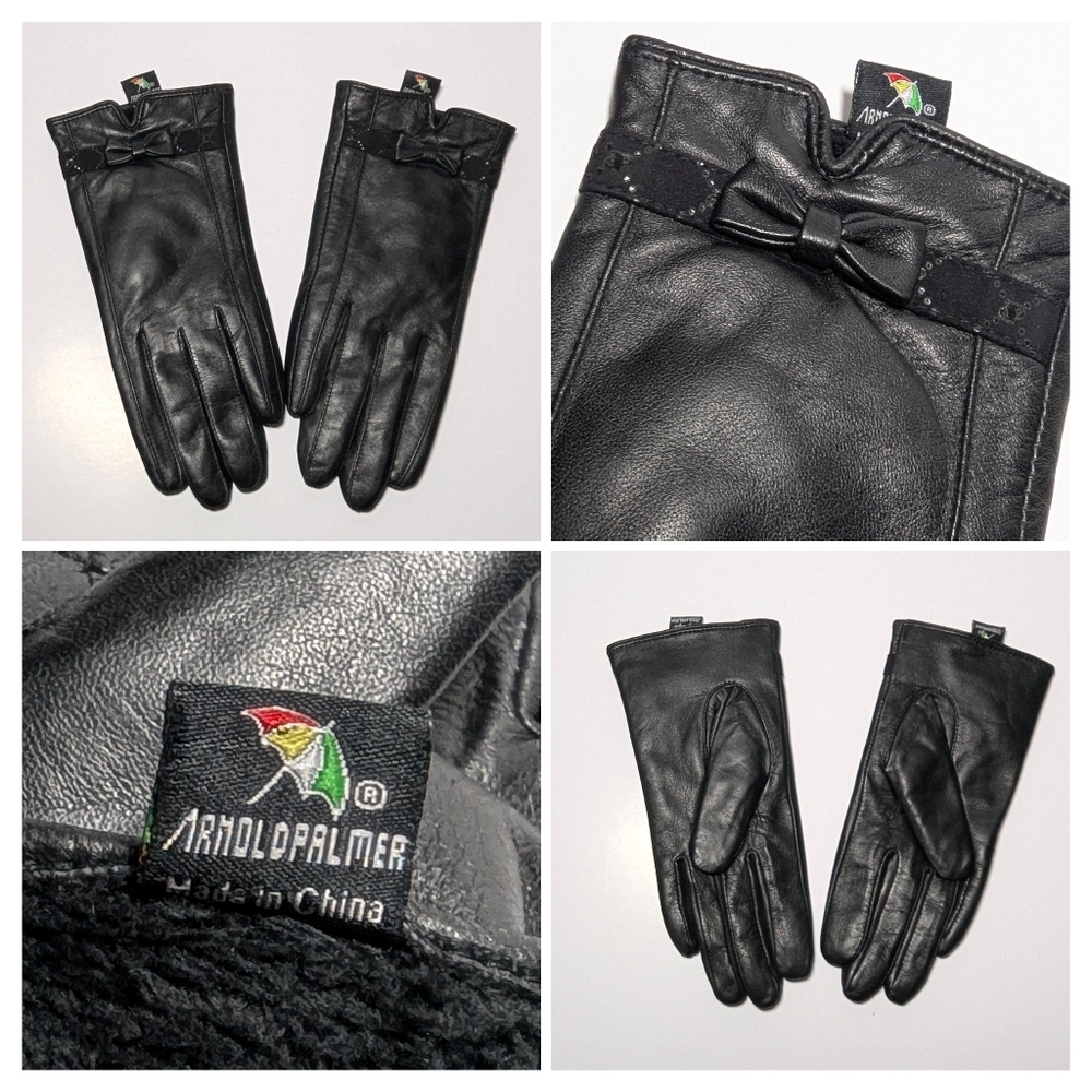 Vintage black leather gloves by Arnold Palmer